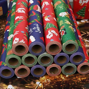 新款卷筒圣诞包装纸跨境热卖10米5米长卷圣诞节包礼物礼品纸批发