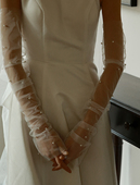 Yesdress新娘结婚婚纱拍照ins珍珠长款 手套