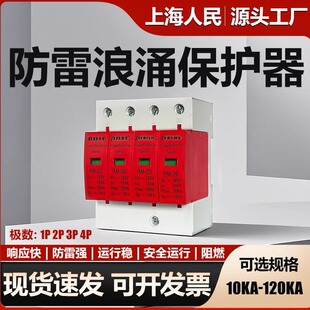 上海人民一级浪涌保护器12.5KA三相霹雷保护器100KA防雷开关4P