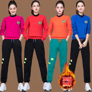 杨丽萍广场舞运动套装鬼步舞服装新款冬季加绒加厚网红跳舞衣服女