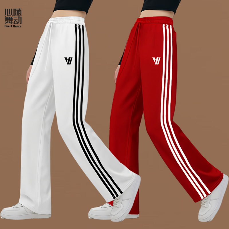2025秋冬加绒时尚鬼步舞运动健身操团体竖条纹长裤健身裤加绒大码