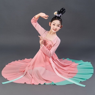 戏莲舞蹈服儿童古典舞演出服独舞剧目女童艺考中国舞飘逸纱裙古风
