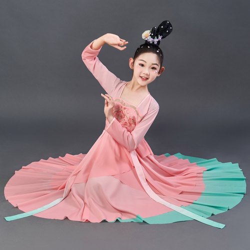 戏莲舞蹈服儿童古典舞演出服独舞剧目女童艺考中国舞飘逸纱裙古风