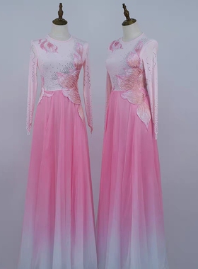 芙蕖古典舞蹈服女汉唐印飘逸大摆裙纱衣中国舞演出合唱服歌伴舞裙