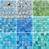 艺术水晶手绘玻璃游泳池马赛克背景墙瓷砖水池鱼池泡池室外墙地砖