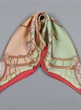 清新粉绿色真丝 桑蚕丝斜纹绸 52*52丝巾方巾围巾丝绸装饰百搭