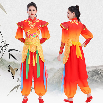 新款喜庆打鼓演出服装中国风鼓舞