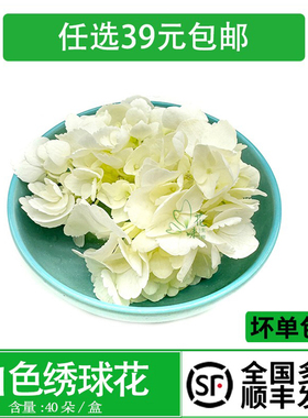 新鲜白色绣球花 纯白绣球 约40朵盒酒店饭店西餐摆盘冷艺装饰花草