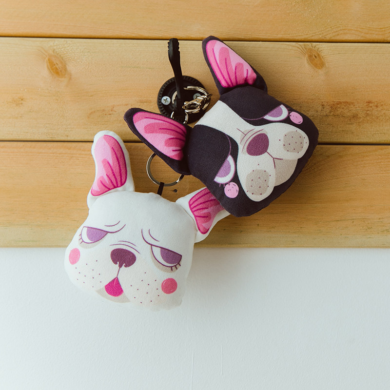 carihome法斗狗狗情侣钥匙扣可爱卡通汽车钥匙墙壁装饰包包挂件