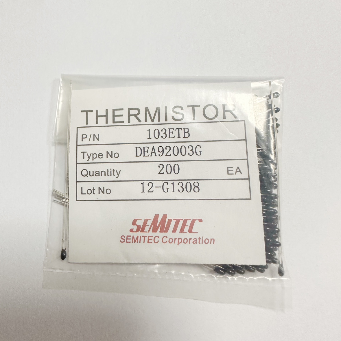 103ETB进口SEMITEC高精度2%负温度NTC热敏电阻传感器10K 3435K 线