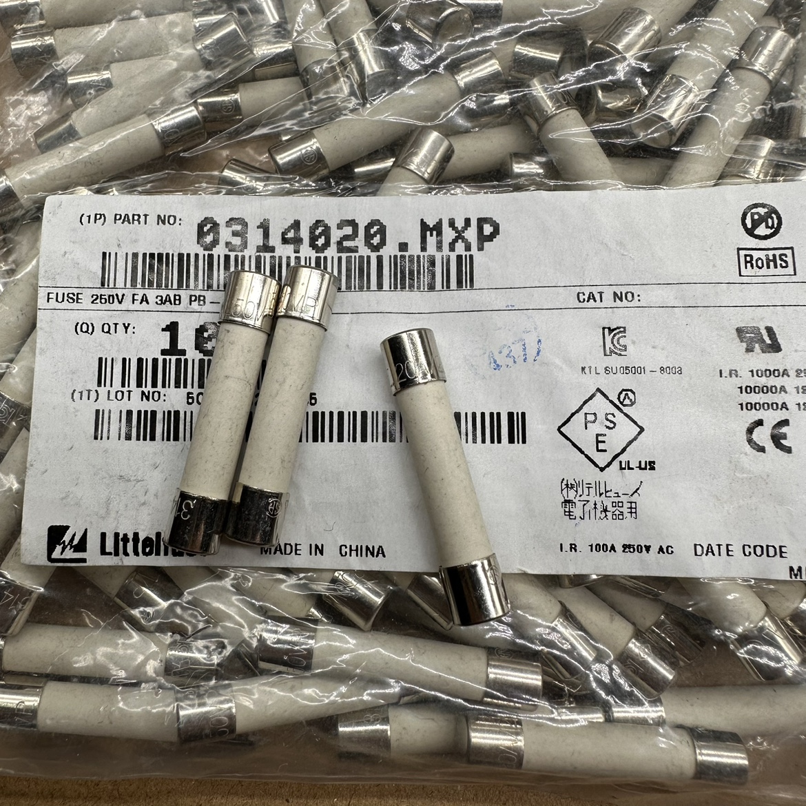 0314020.MXP力特6*32快熔断20A 250V陶瓷保险丝管314 F20A/250VP