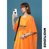 A331-T303-特P20中性风宽松圆领200克印花纯棉T恤，女装T恤，电商C409