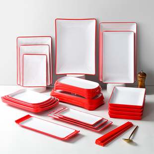 密胺餐具长方形盘子商用餐饮烤肉火锅配菜专用盘凉菜冷菜长盘摆盘