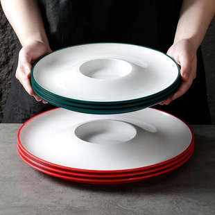 密胺虾盘带蘸碟醋碟餐盘饺子盘子水饺小吃盘白切卤菜卤水拼盘商用