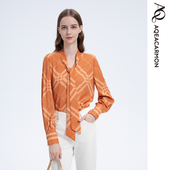 女士优雅通勤复古锁链印花飘带衬衫 雅格上美 秋冬新款 A25QF13J21