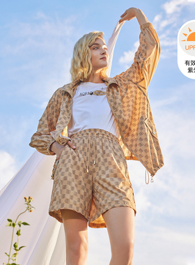 AQEACARMON雅格上美 春季休闲夹克短裤套装A23CF61J33/A23CF33J35