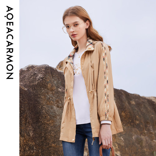 AQEACARMON常规连帽中长风衣