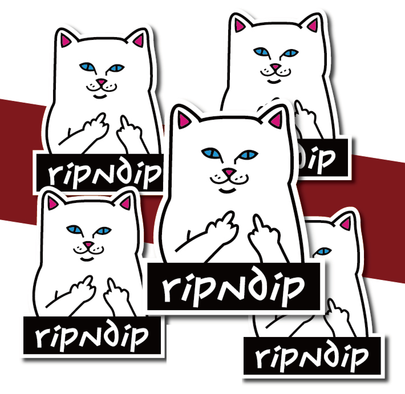 中指猫 划痕贴无敌贱猫RIPNDIP潮牌贴纸个性装饰反光贴花卡通车贴