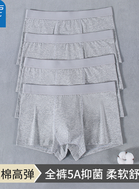 真维斯灰色纯棉男士内裤男生四角短裤头高端品牌全棉底裤平角裤衩