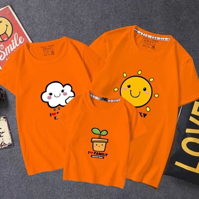 潮款春夏季短袖t恤园服亲子装