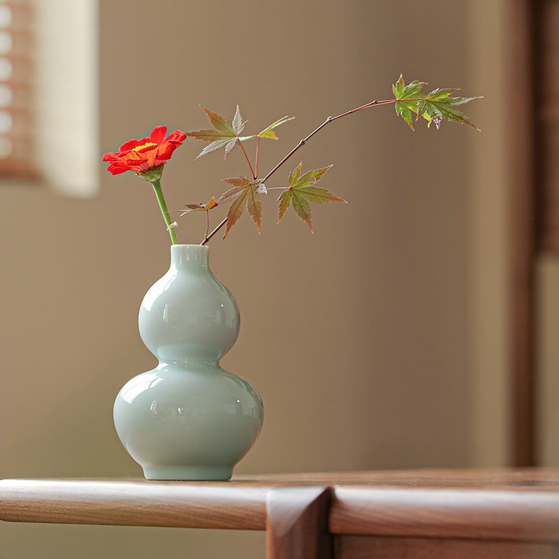 青瓷花瓶摆件陶瓷花器花艺插花花道景德镇中式古典居家台面装饰品