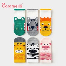 caramella儿童袜子春秋薄款纯棉男女童袜卡通宝宝袜夏季网眼短袜