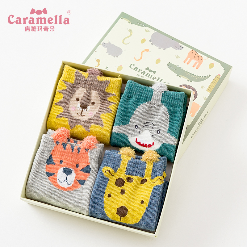 caramella儿童袜子春秋卡通棉袜