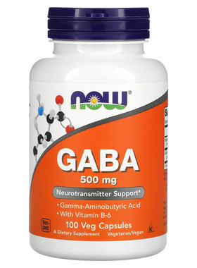 Now foods伽玛y氨基丁酸GABA维生素B6放松神经紧张睡眠500mg100粒