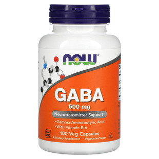 foods伽玛y氨基丁酸GABA维生素B6放松神经紧张睡眠500mg100粒 Now
