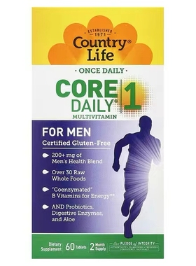 美国Country Life Core Daily男士每日1片多综维复合维生素无碘铁