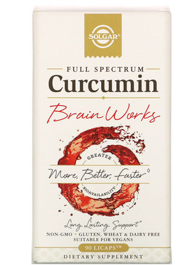 美国原装Solgar curcumin 多面姜黄素大脑健康支持胶囊90粒胆碱