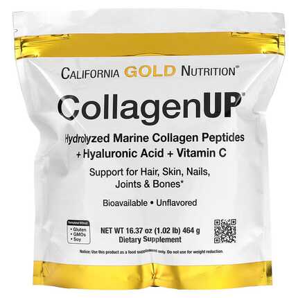 美国California 水解小分子胶原蛋白粉+VC+玻尿酸464g collagenup