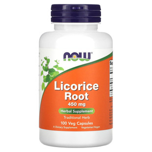 美国NOW Foods Licorice Root欧亚甘草根450mg100粒素食胶囊