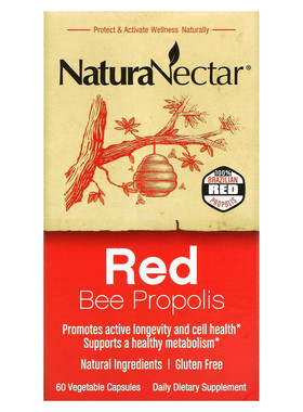美国NaturaNectar red bee propolis 天然红蜂胶提取物60粒胶囊