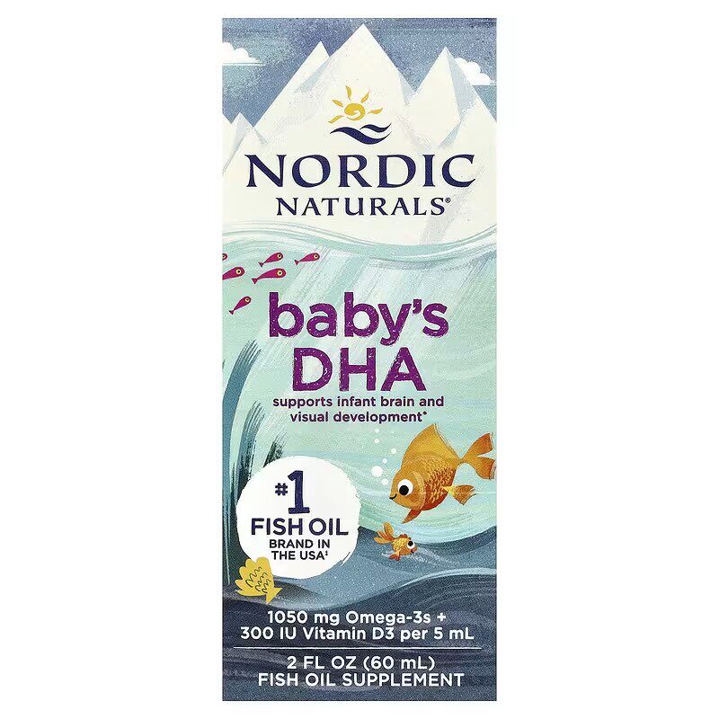 美国 挪威小鱼Nordic Naturals 婴幼儿童宝宝鳕鱼鱼油DHA滴剂60ml