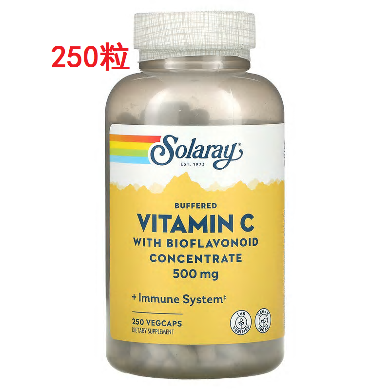 美国Solaray vitamin C 缓释维生素C浓缩生物类黄酮250粒素食胶囊