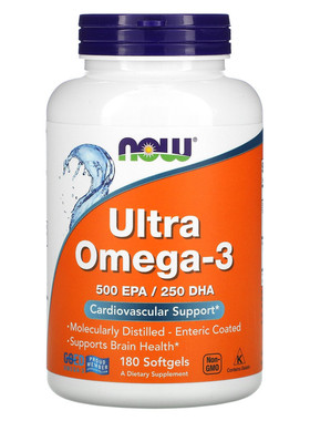 美国Now Foods欧米伽3深海鱼油Ultra Omega-3 180粒肠溶不腥