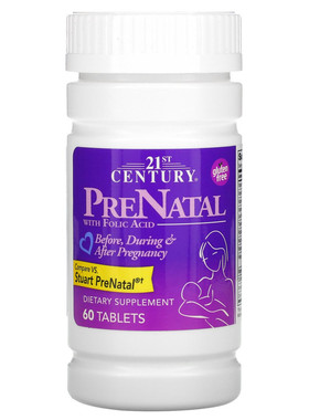美国 21st Century prenatal孕妇产后产前配方复合维生素叶酸60片