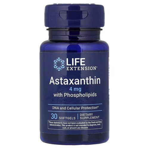 美国Life Extension Astaxanthin 虾青素软胶囊含磷脂4mg30粒