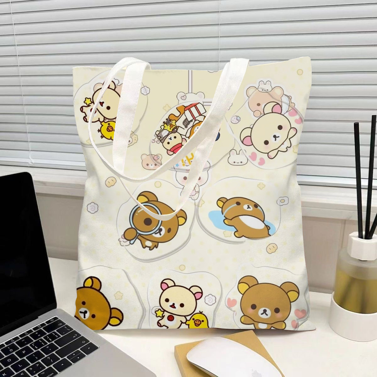 韩风可爱轻松熊卡通帆布包帆布袋学生上学上课大容量装书用包包