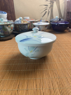 日本回流瓷器盖杯盖碗伊万里玲珑瓷有田烧彩绘轻微划痕