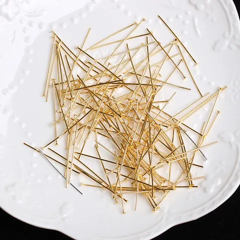 手工耳钩平头针金属DIYT形针耳环材料饰品T字针串珠镀金镀银配件