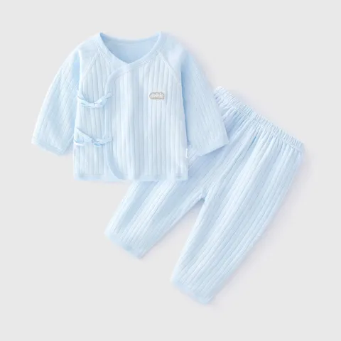 无骨和尚服纯棉四季家居服6月绑带0-分体套装新生儿婴儿宝宝衣服