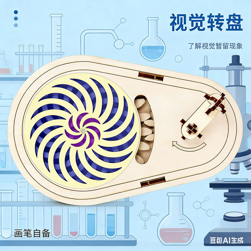 3D视觉错觉错位原理齿轮转盘中小学生科学实验科技小制作手工材料