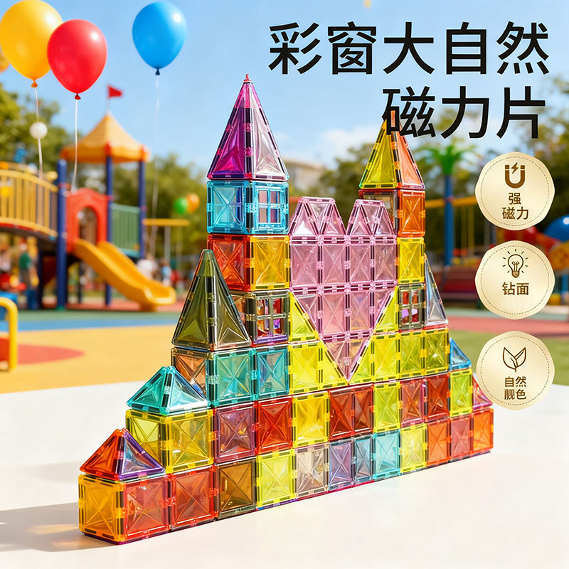 儿童磁力片棒益智玩具彩窗大自然6-12岁积木拼装男女孩方块礼物