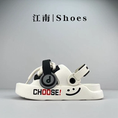 带一字拖厚底夏季 外贸高端拖鞋 耳机鞋 外穿防滑防臭eva踩屎感凉拖