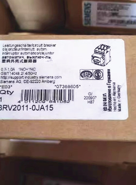 3RV2011-0JA15 西门子低压断路器 马达保护原装 全新现货