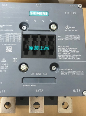 进口西门子 接触器 3RT1066-2NF36 原装正品3RT10662NF36
