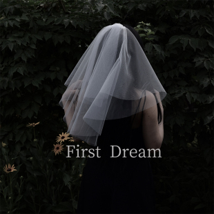 小头纱 新娘头饰结婚礼领证简约拍婚纱白色双层短款 包邮 FirstDream