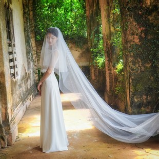 FirstDream2024新款拖地新娘长头纱主婚纱礼多层高级感结婚白头饰